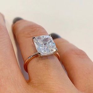 5.0 CT PRINCESS CUT DIAMOND STERLING SILVER RING